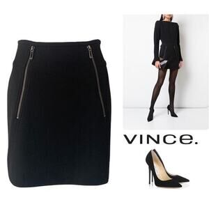 VINCE BLACK ZIPPER DETAIL KNIT STRAIGHT SKIRT SZ 6 $225
